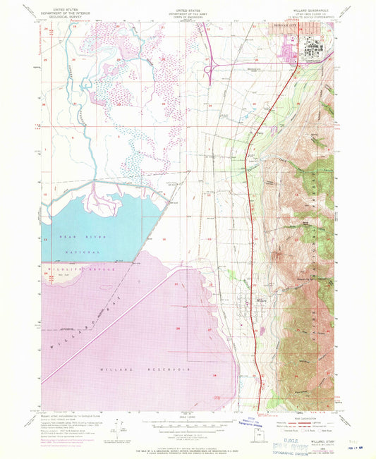 Classic USGS Willard Utah 7.5'x7.5' Topo Map Image