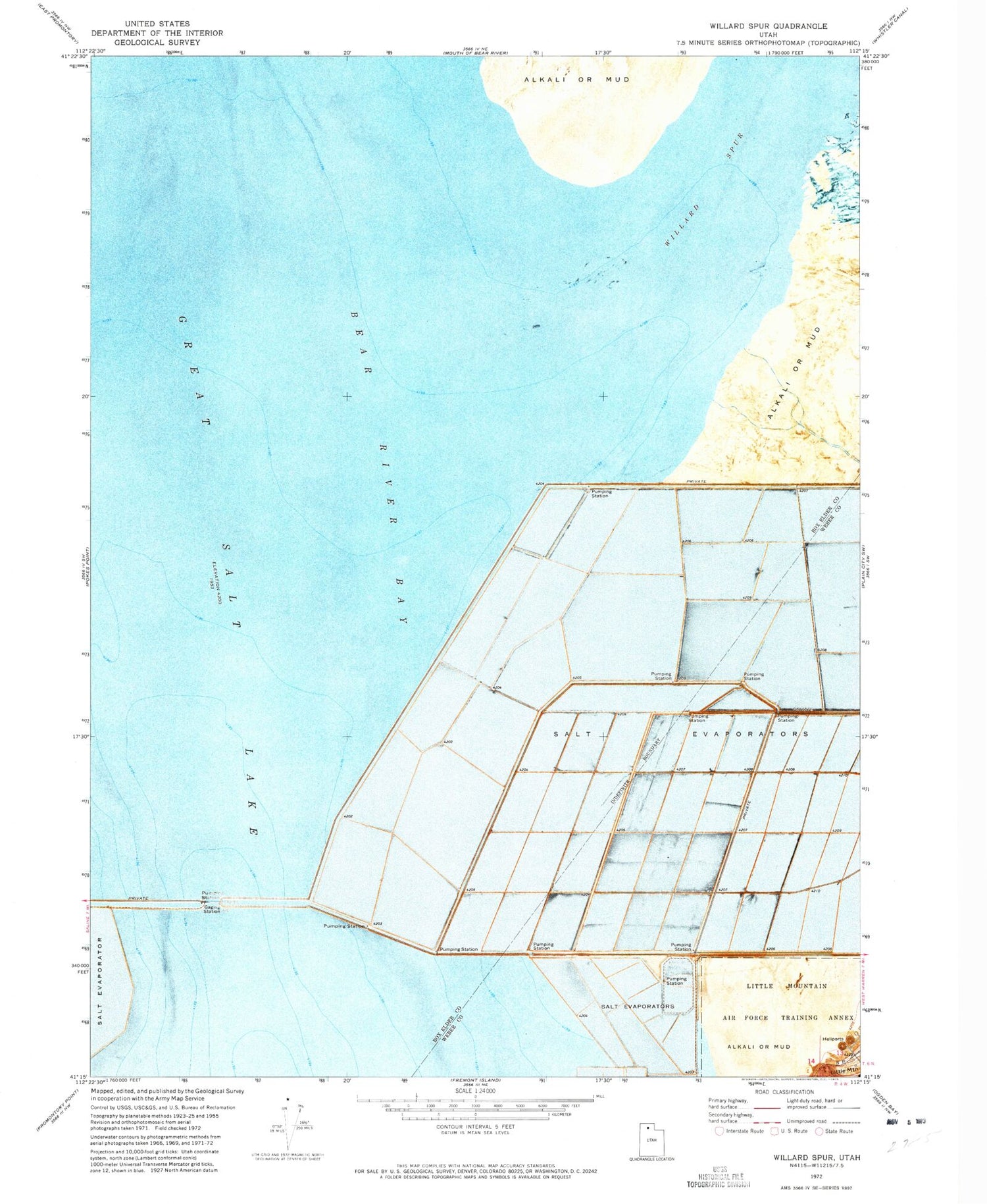 Classic USGS Willard Spur Utah 7.5'x7.5' Topo Map Image