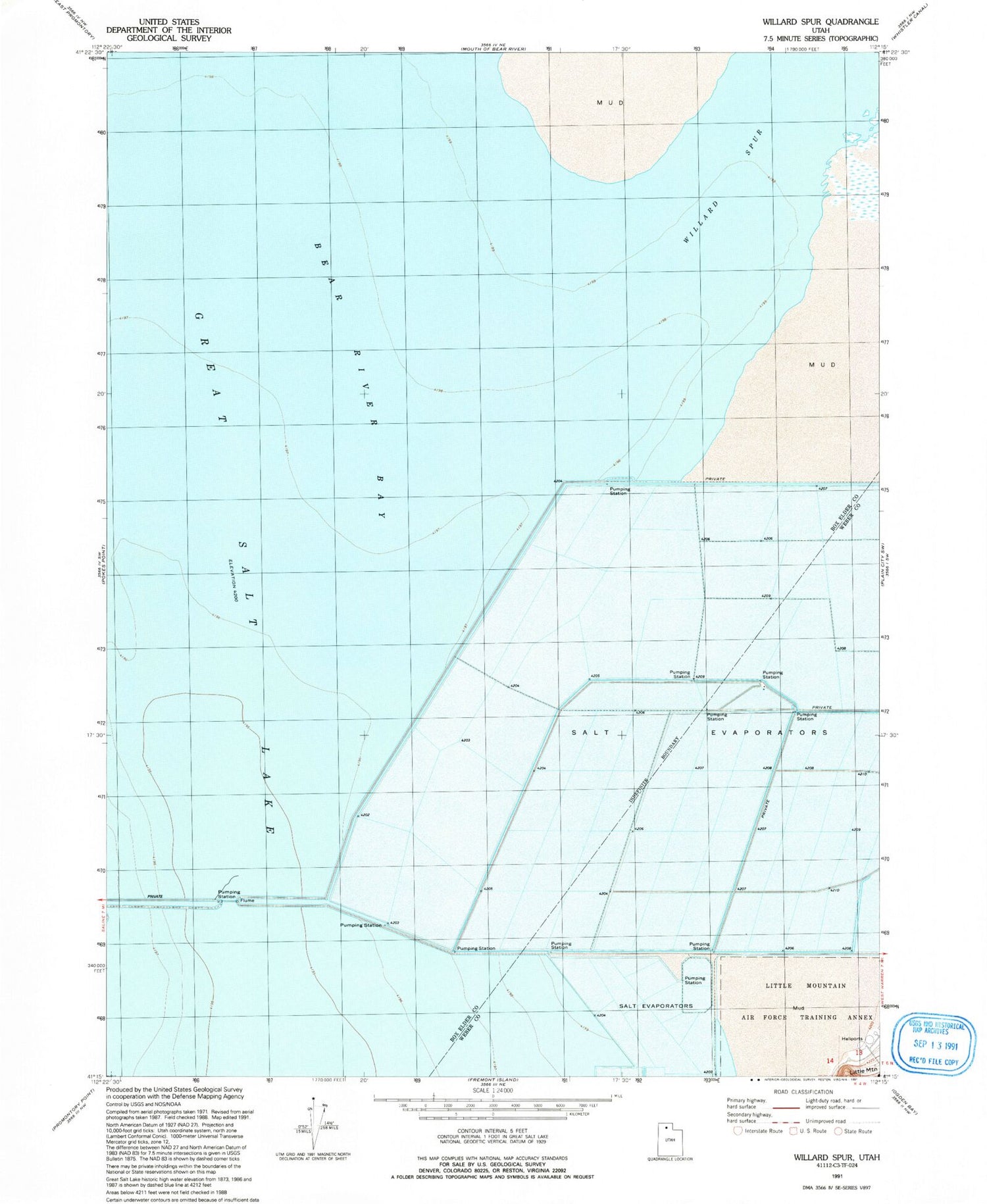 Classic USGS Willard Spur Utah 7.5'x7.5' Topo Map Image