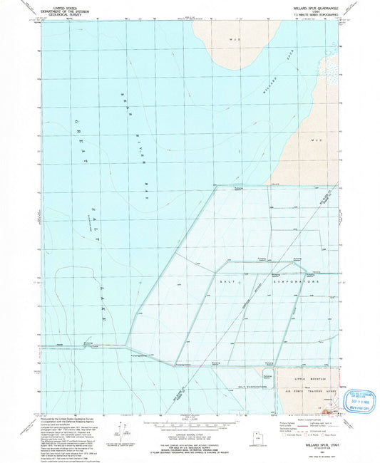 Classic USGS Willard Spur Utah 7.5'x7.5' Topo Map Image
