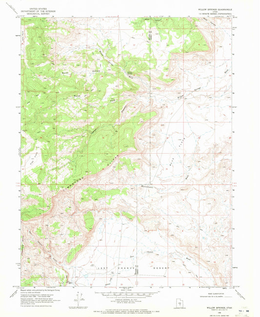 Classic USGS Willow Springs Utah 7.5'x7.5' Topo Map Image