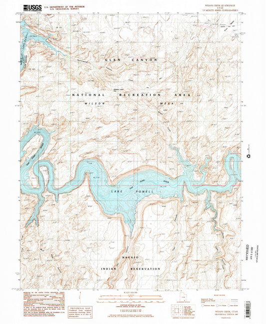 Classic USGS Wilson Creek Utah 7.5'x7.5' Topo Map Image