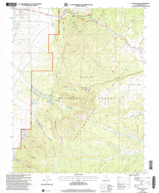 Classic USGS Wilson Peak Utah 7.5'x7.5' Topo Map Image