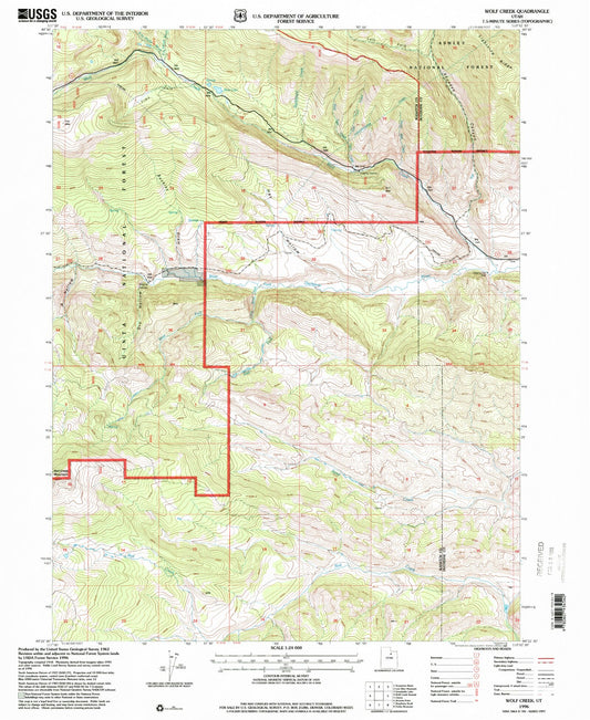 Classic USGS Wolf Creek Utah 7.5'x7.5' Topo Map Image