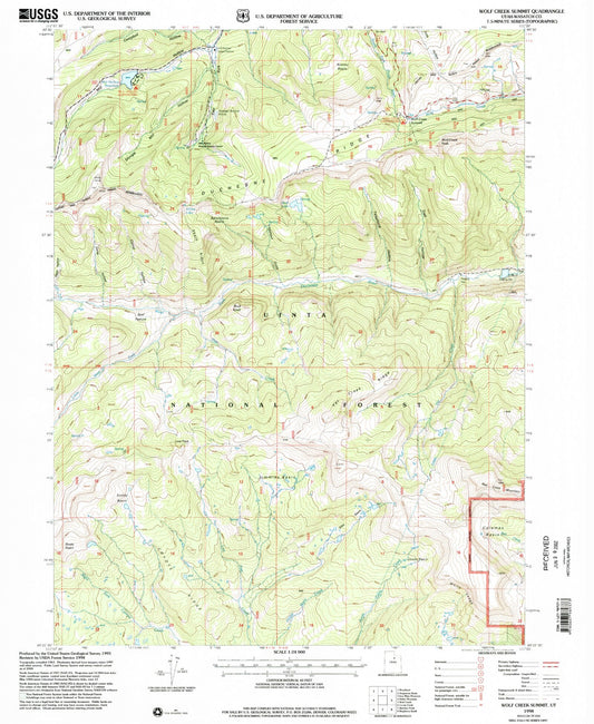 Classic USGS Wolf Creek Summit Utah 7.5'x7.5' Topo Map Image