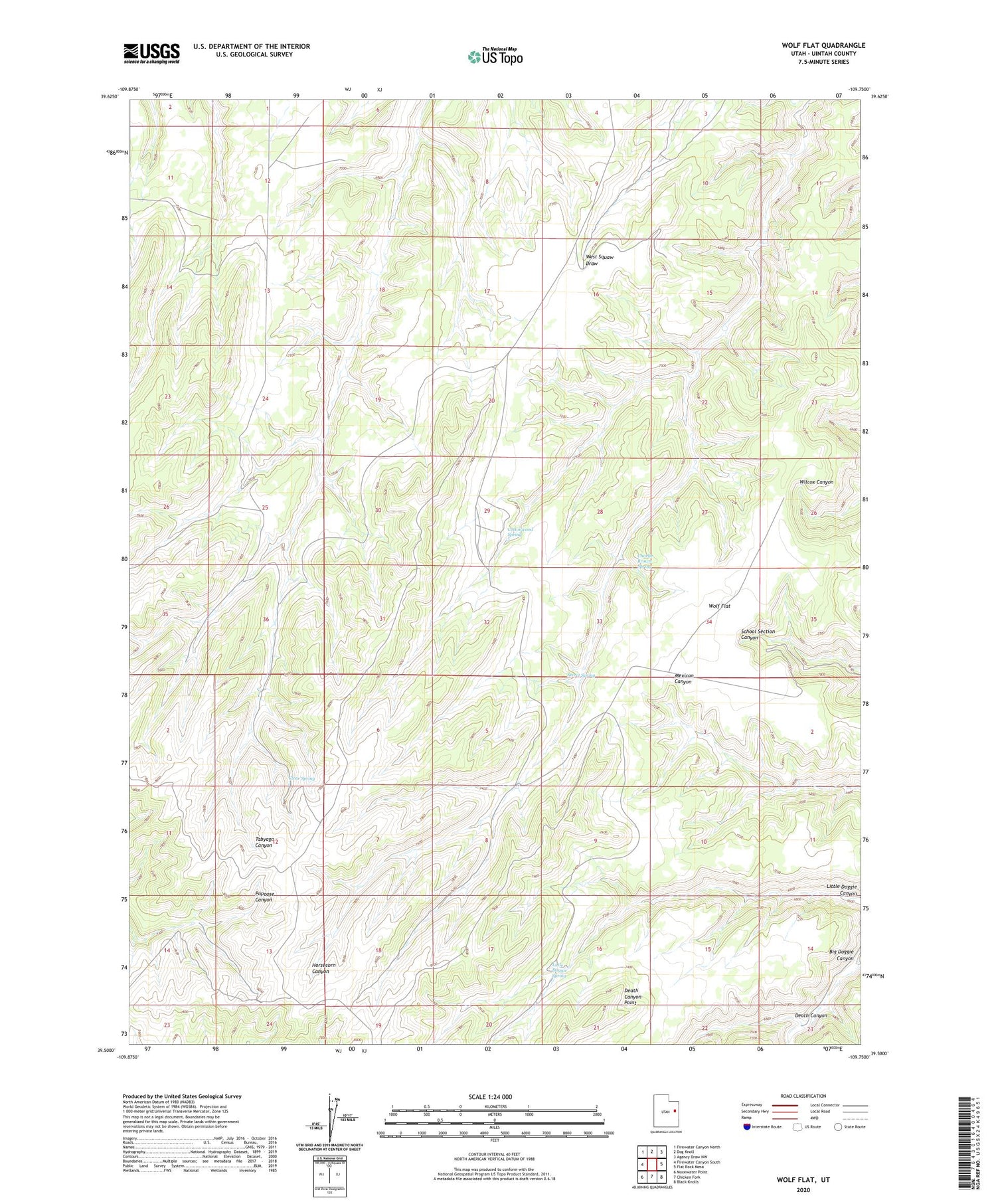 Wolf Flat Utah US Topo Map Image