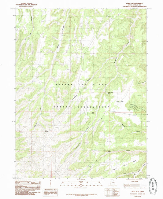 Classic USGS Wolf Flat Utah 7.5'x7.5' Topo Map Image