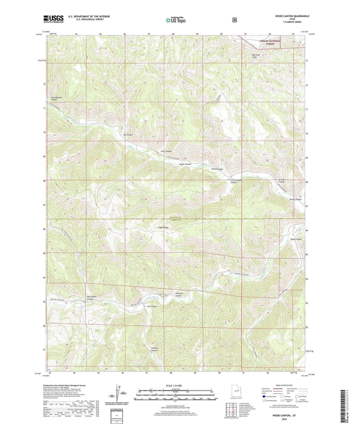 Wood Canyon Utah US Topo Map Image
