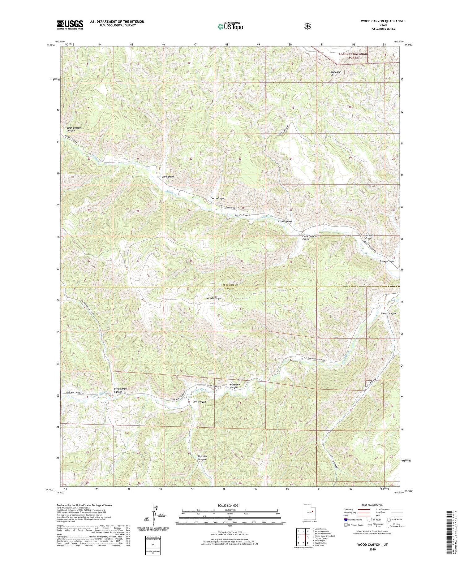 Wood Canyon Utah US Topo Map Image