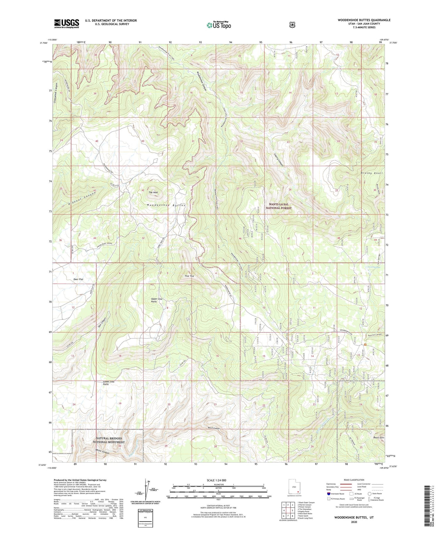 Woodenshoe Buttes Utah US Topo Map Image