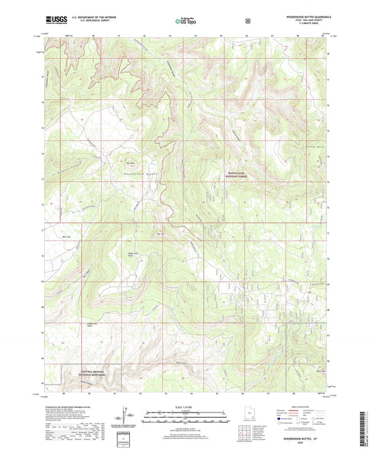 Woodenshoe Buttes Utah US Topo Map Image