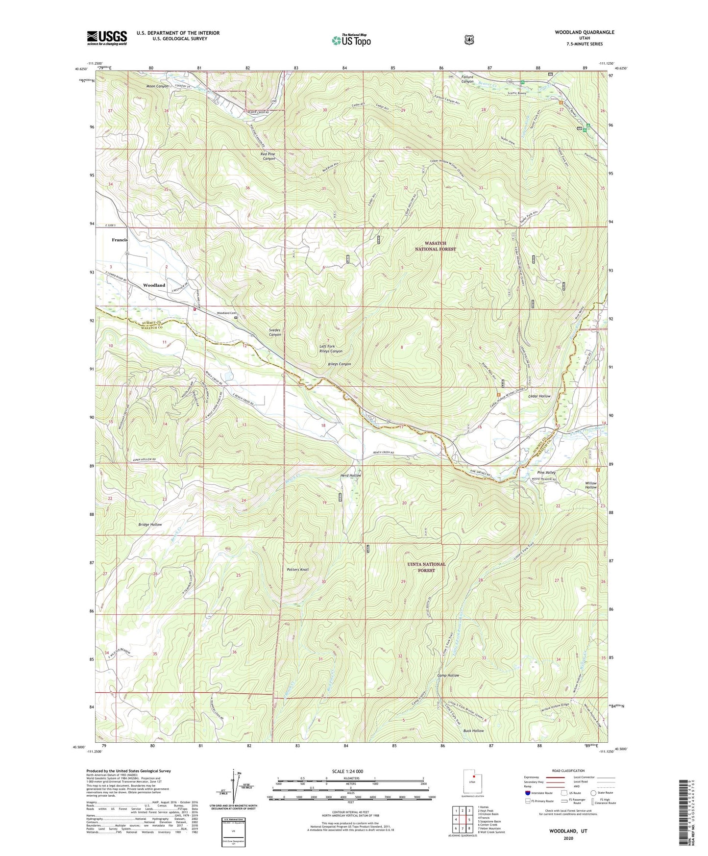 Woodland Utah US Topo Map Image