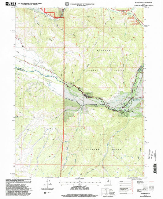 Classic USGS Woodland Utah 7.5'x7.5' Topo Map Image