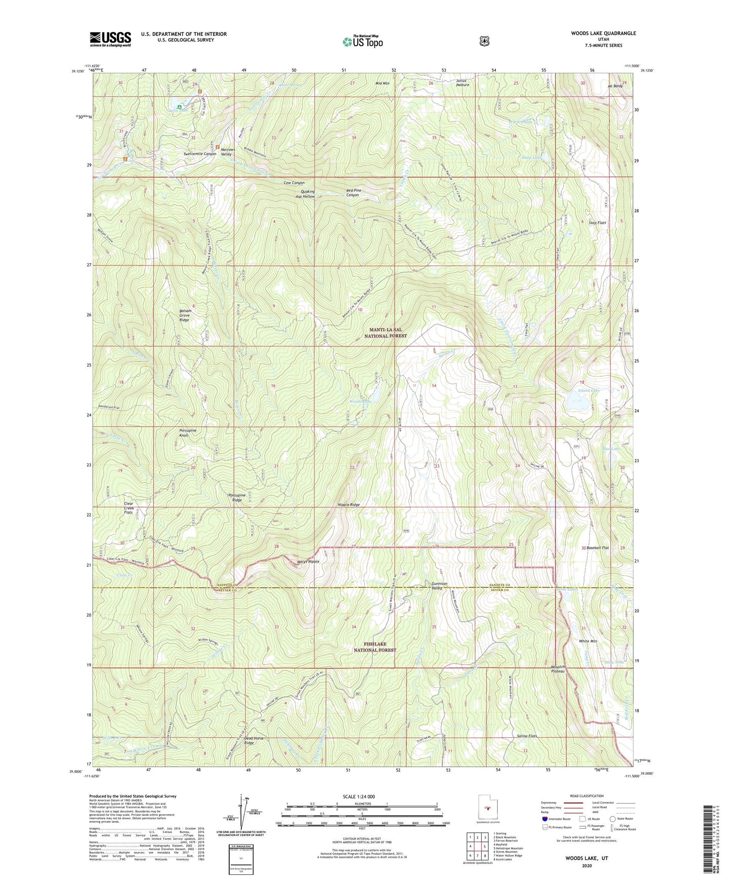 Woods Lake Utah US Topo Map Image