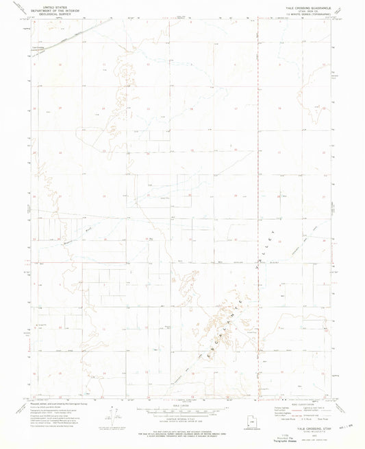Classic USGS Yale Crossing Utah 7.5'x7.5' Topo Map Image