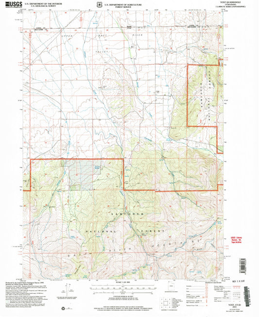 Classic USGS Yost Utah 7.5'x7.5' Topo Map Image