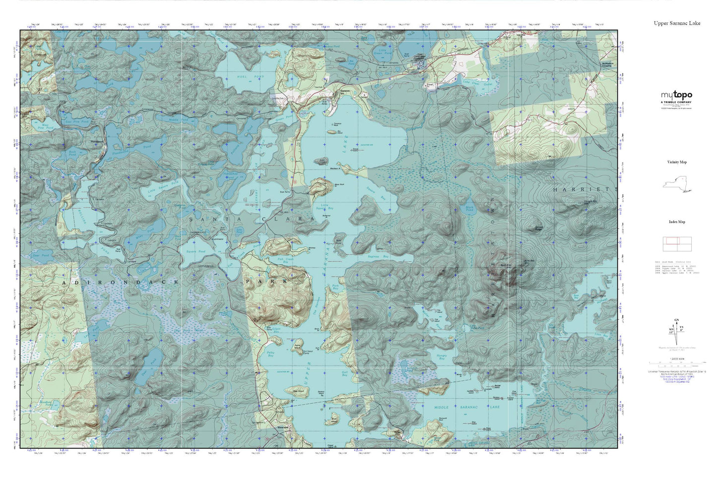 Upper Saranac Lake MyTopo Explorer Series Map Image