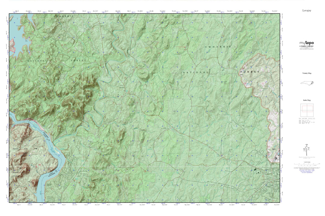 USGS Classic Lovejoy North Carolina Topo Map, Uwharrie Trail Map