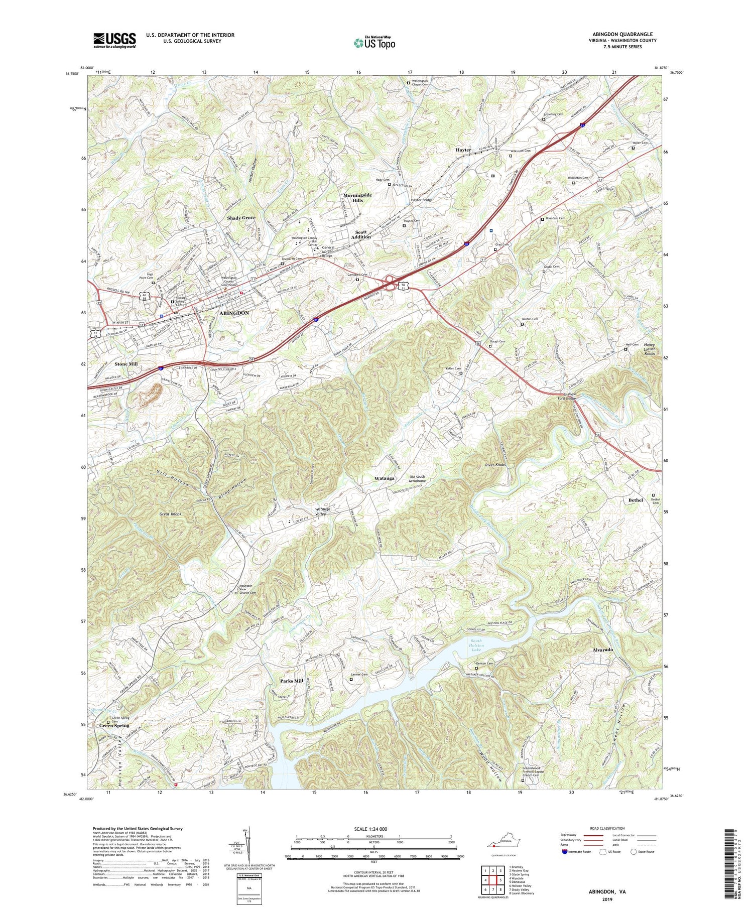 Abingdon Virginia US Topo Map Image
