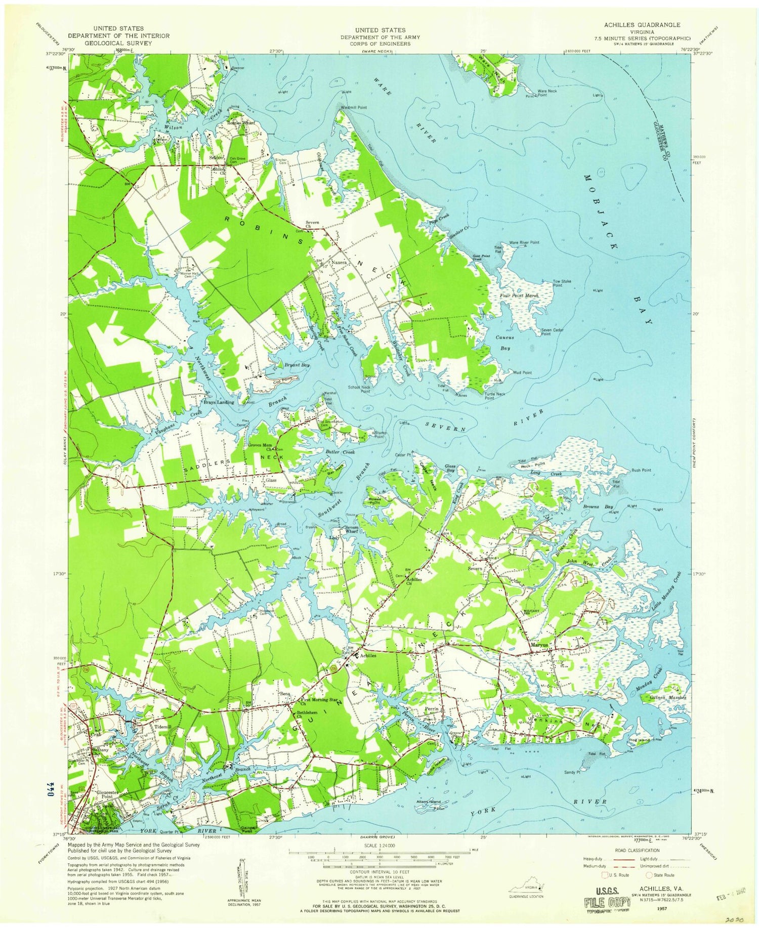 Classic USGS Achilles Virginia 7.5'x7.5' Topo Map Image