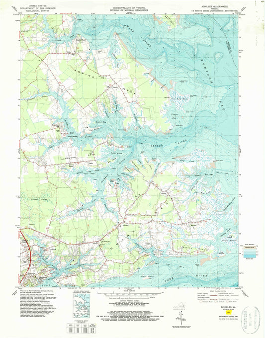 Classic USGS Achilles Virginia 7.5'x7.5' Topo Map Image