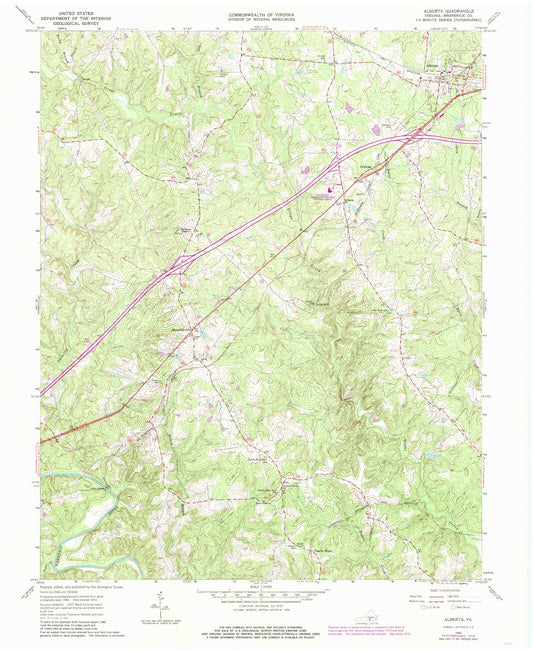 Classic USGS Alberta Virginia 7.5'x7.5' Topo Map Image