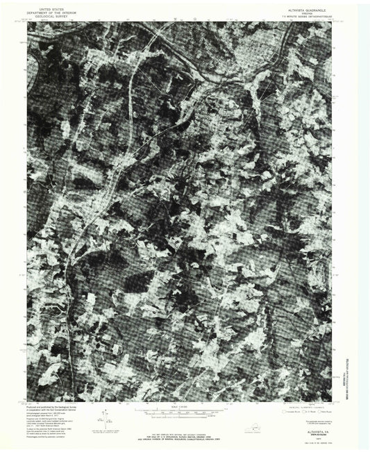 Classic USGS Altavista Virginia 7.5'x7.5' Topo Map Image