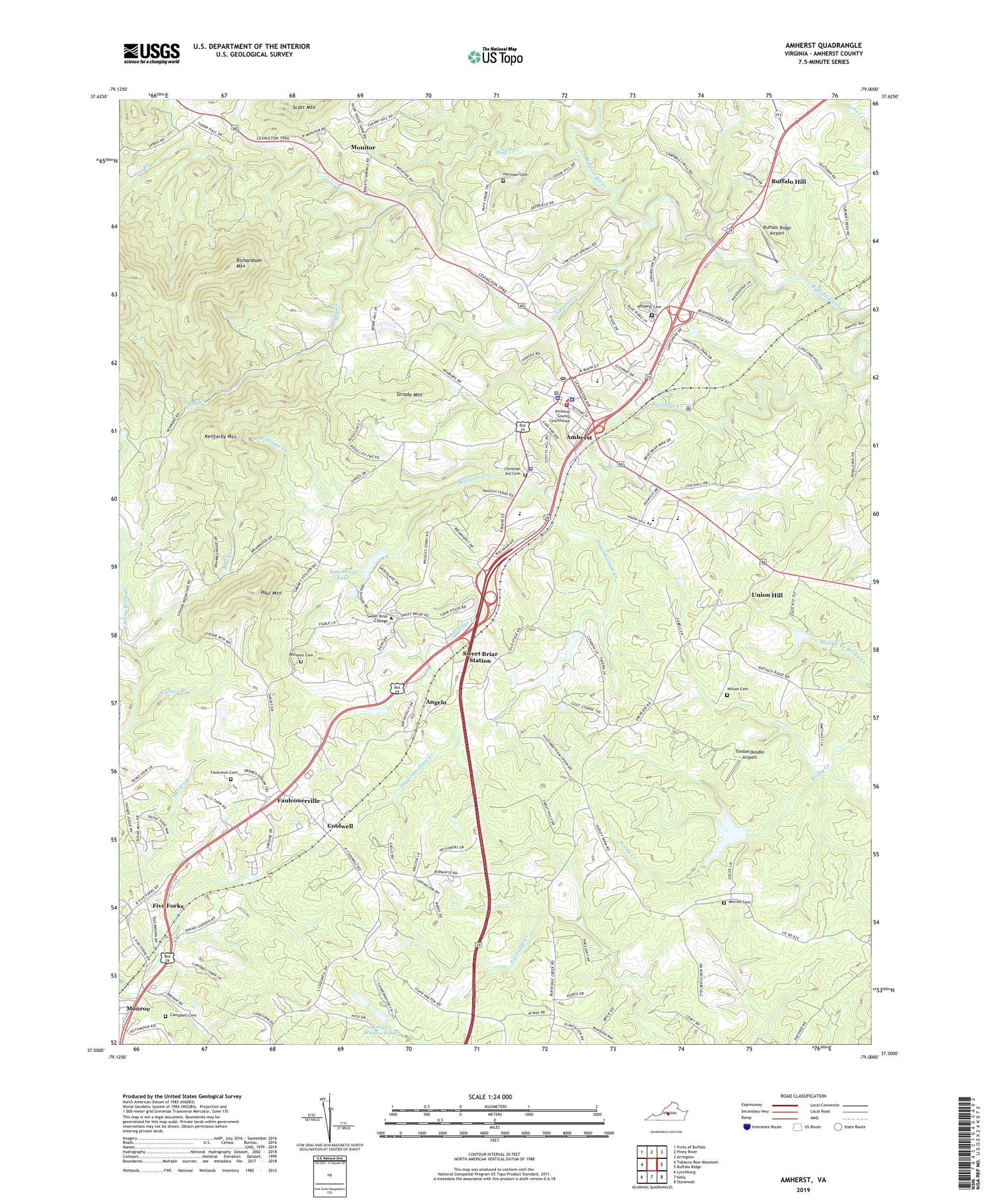 Amherst Virginia US Topo Map Image