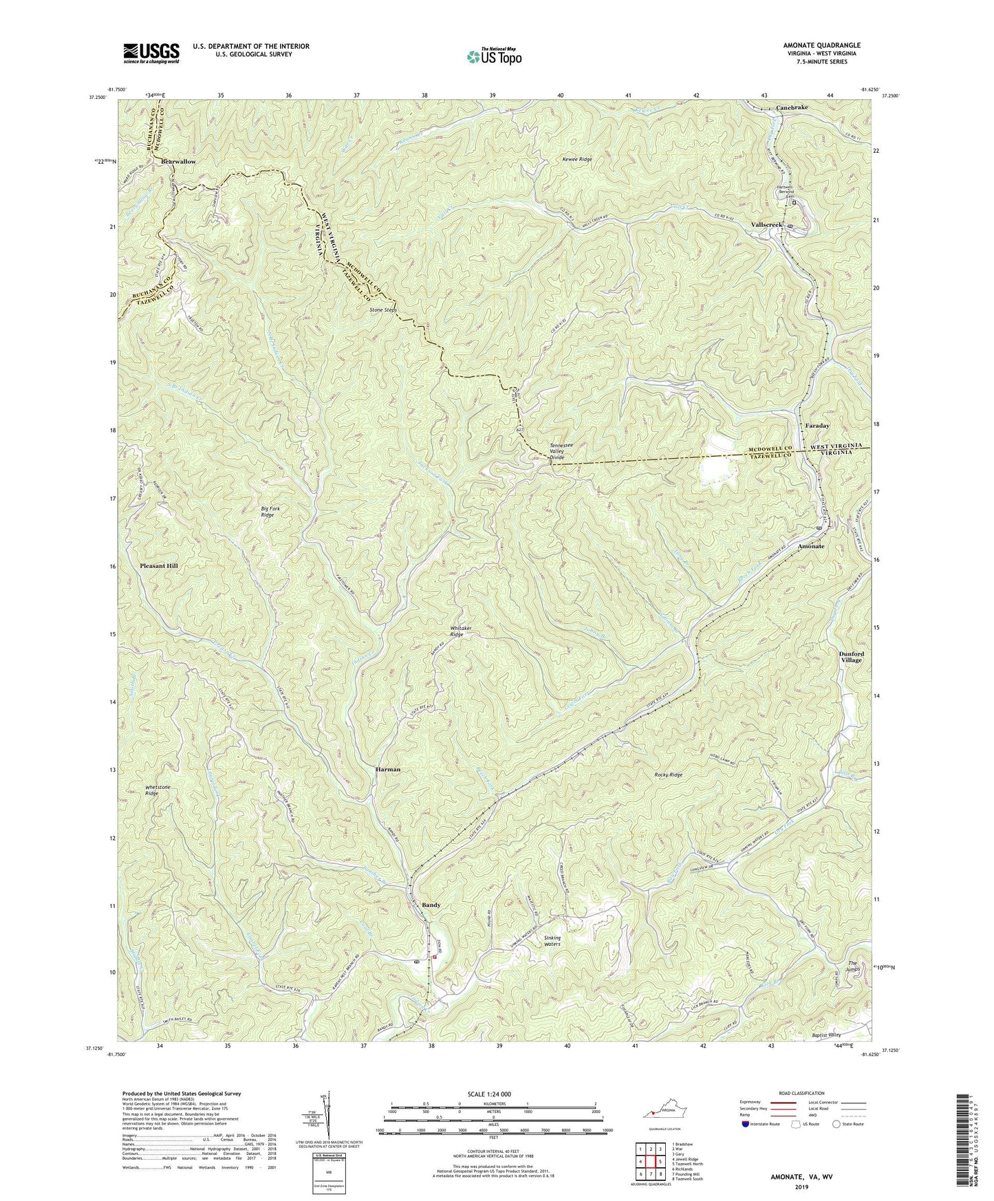 Amonate Virginia US Topo Map Image