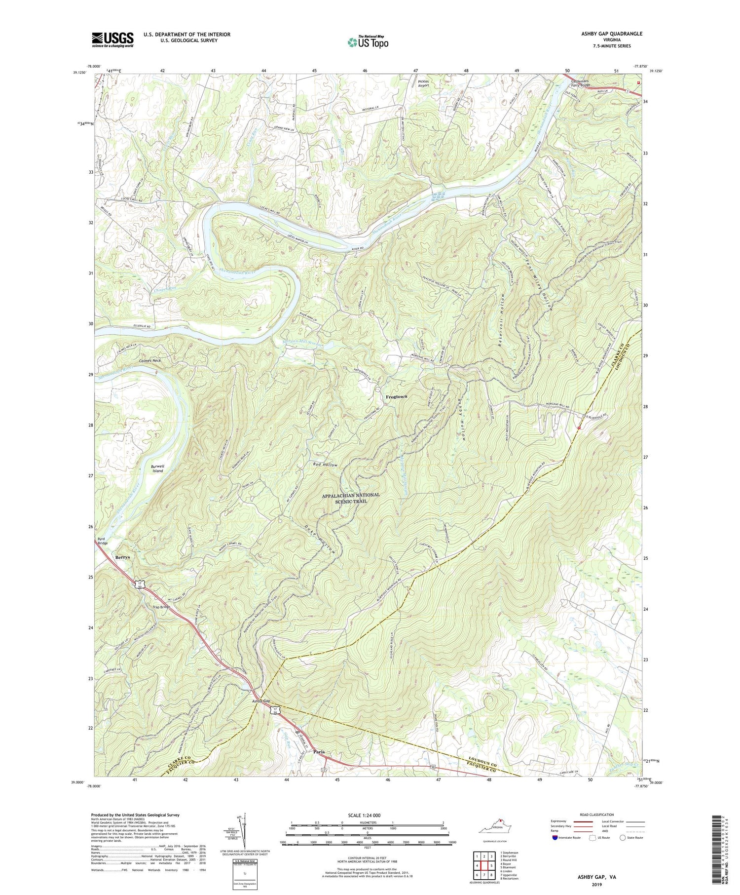 Ashby Gap Virginia US Topo Map Image