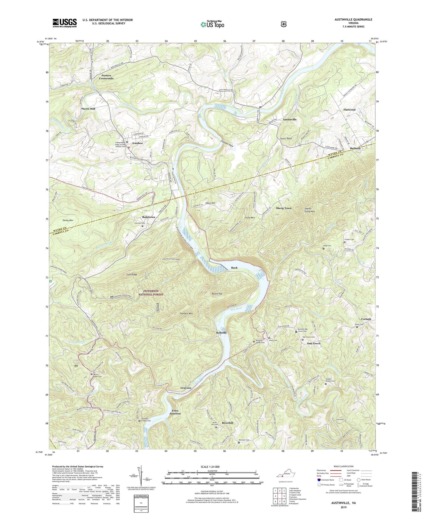 Austinville Virginia US Topo Map Image