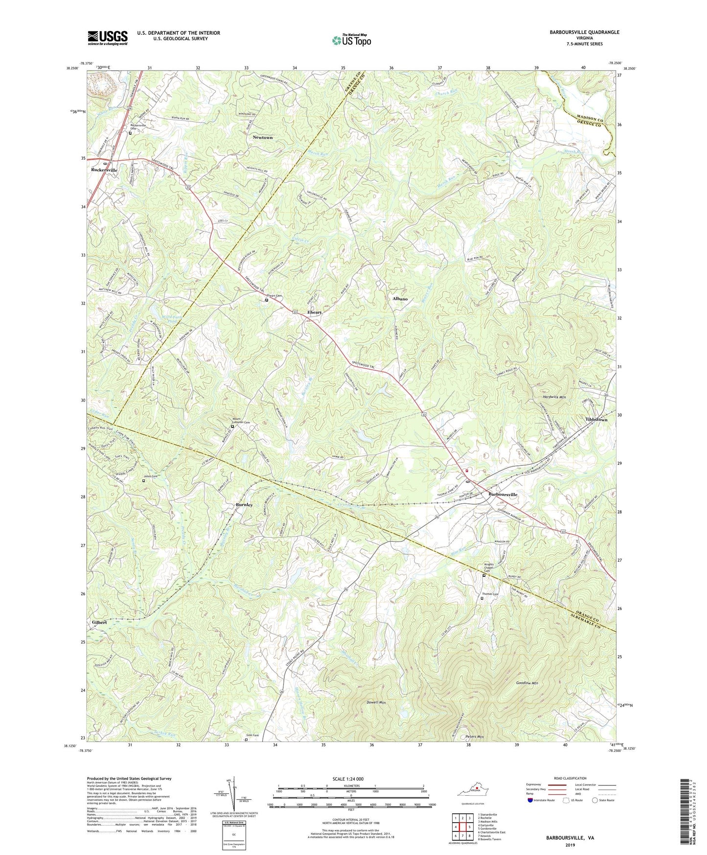 Barboursville Virginia US Topo Map Image