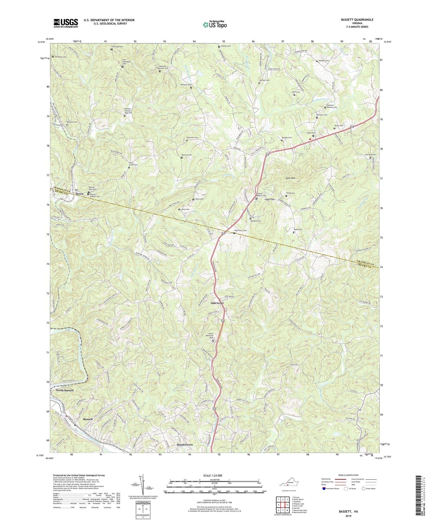 Bassett Virginia US Topo Map Image