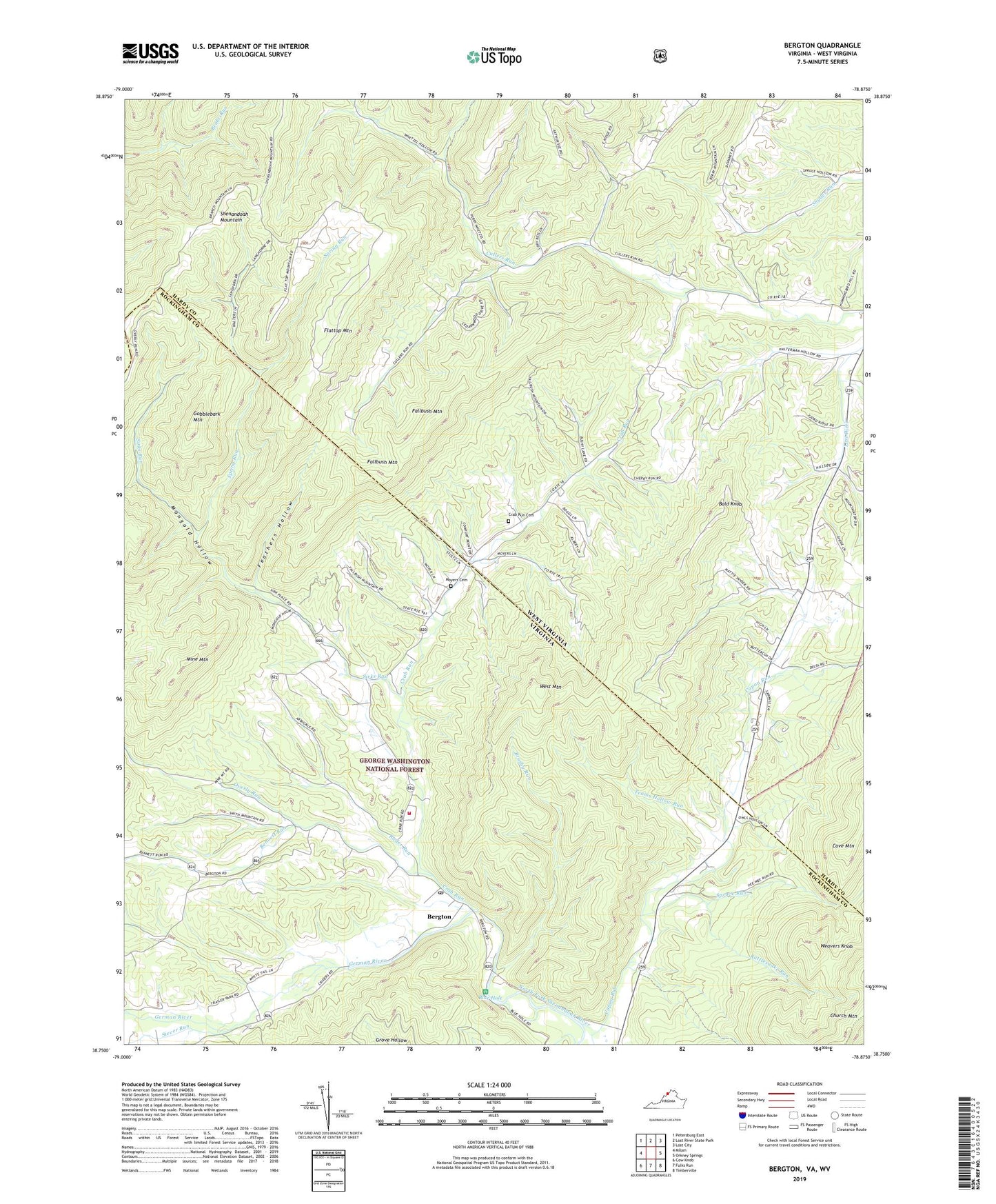 Bergton Virginia US Topo Map Image