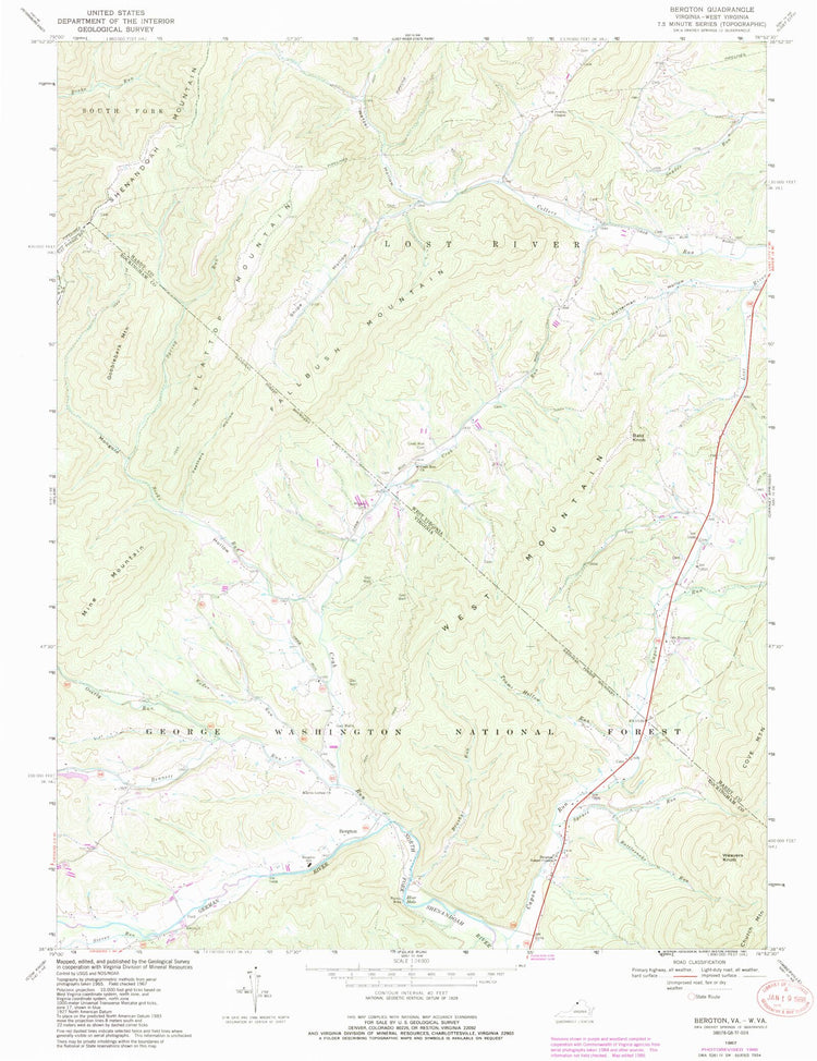Classic USGS Bergton Virginia 7.5'x7.5' Topo Map MyTopo Map Store