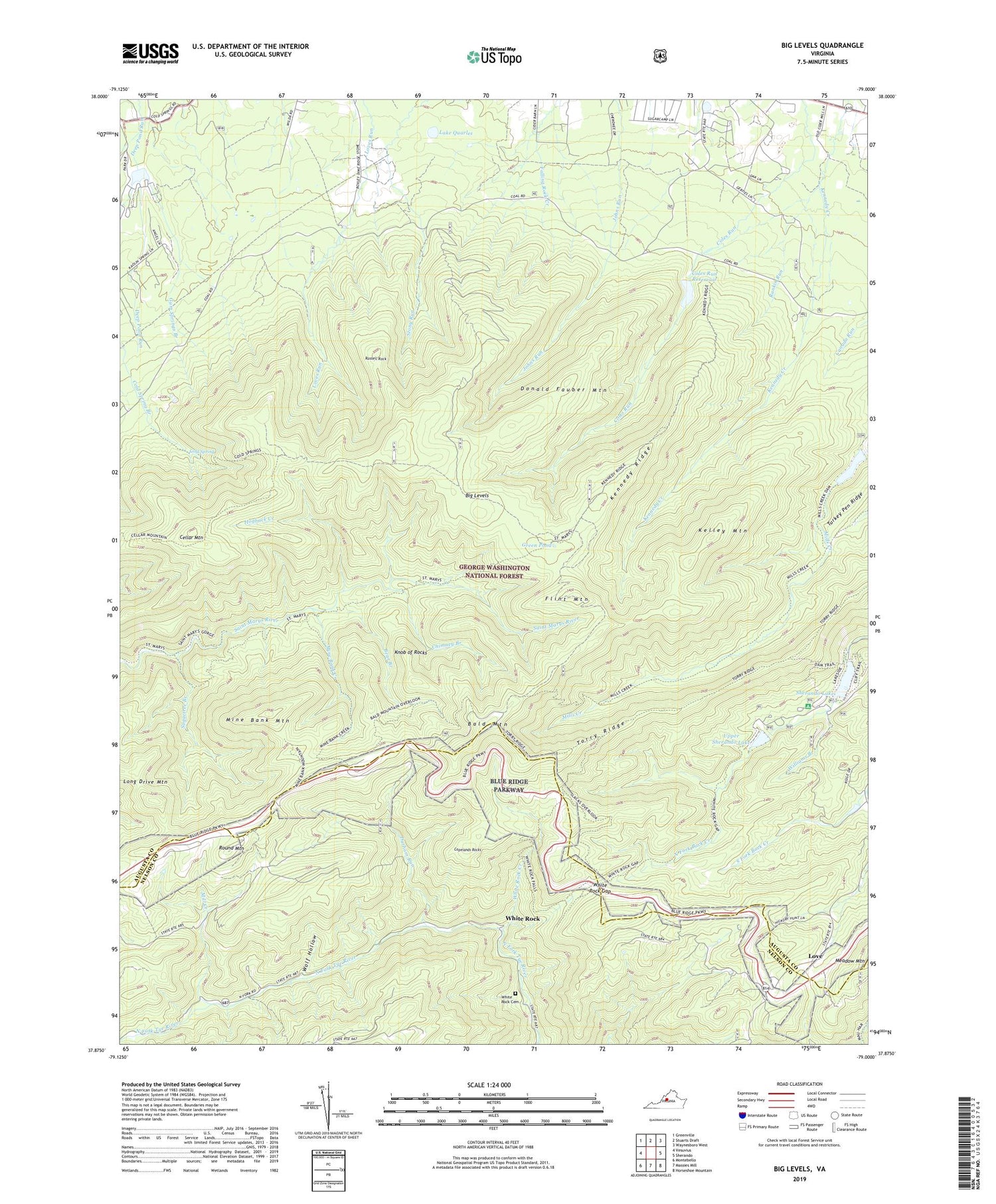 Big Levels Virginia US Topo Map Image