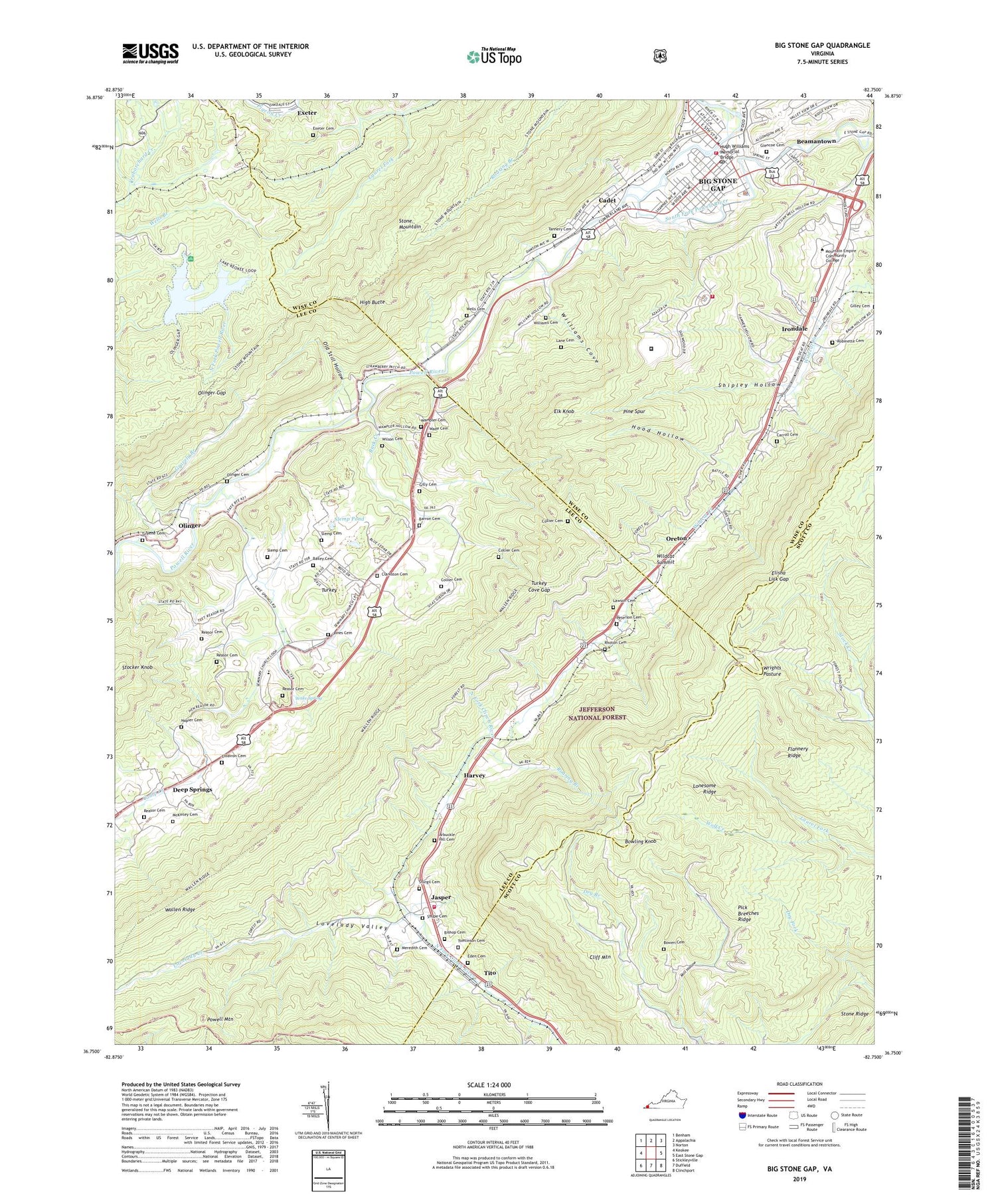 Big Stone Gap Virginia US Topo Map Image