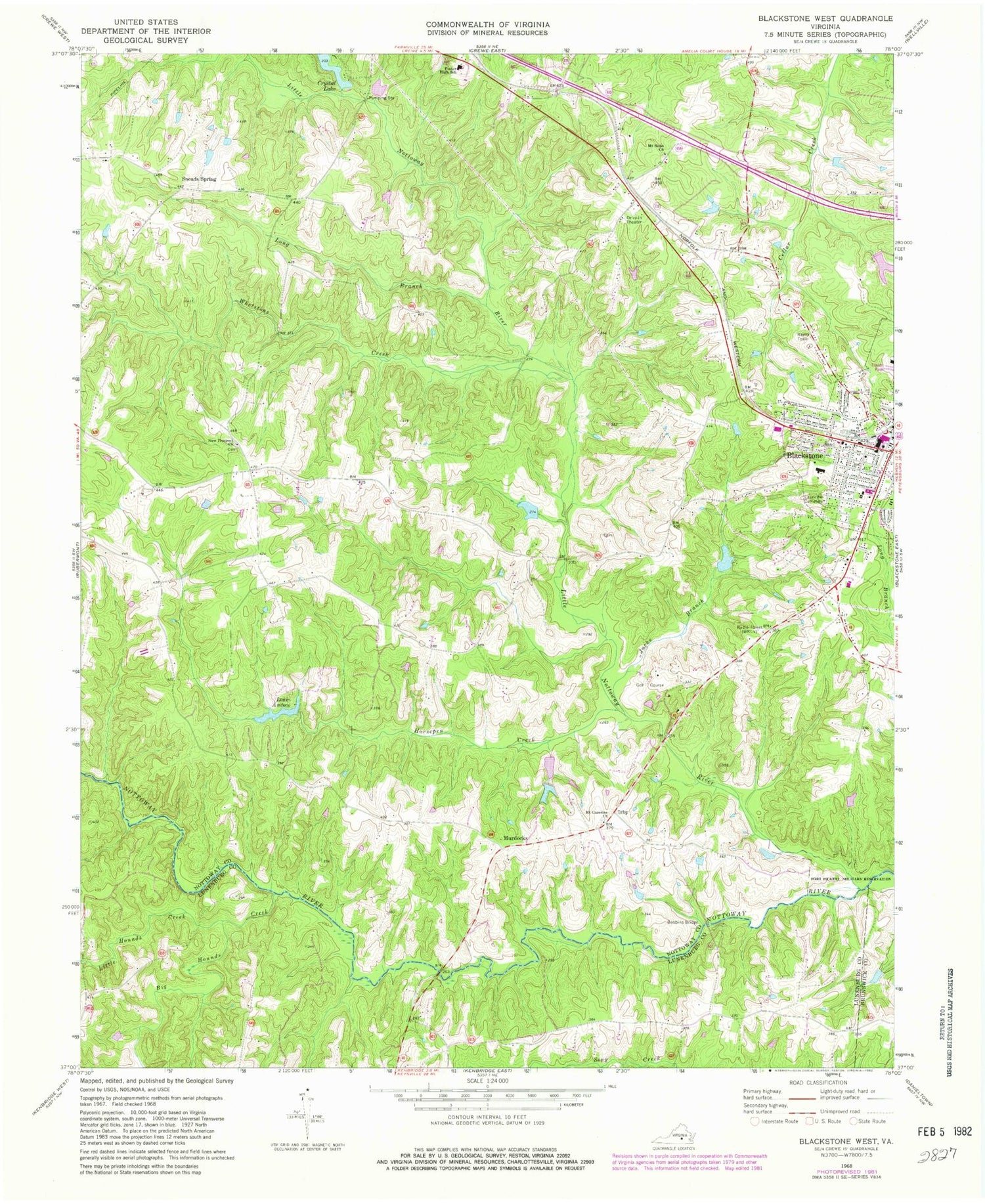 Classic USGS Blackstone West Virginia 7.5'x7.5' Topo Map Image