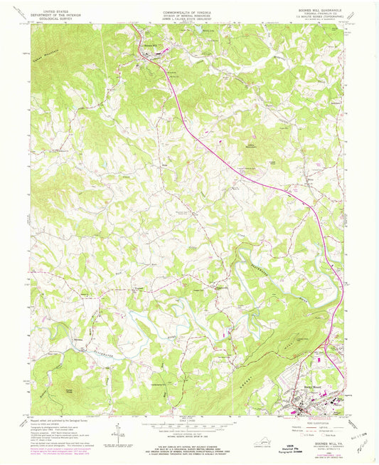 Classic USGS Boones Mill Virginia 7.5'x7.5' Topo Map Image