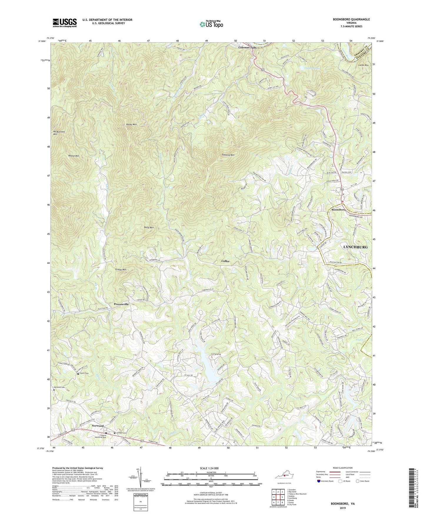 Boonsboro Virginia US Topo Map Image