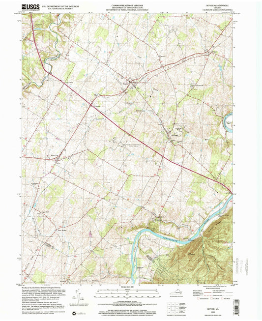 Classic USGS Boyce Virginia 7.5'x7.5' Topo Map Image