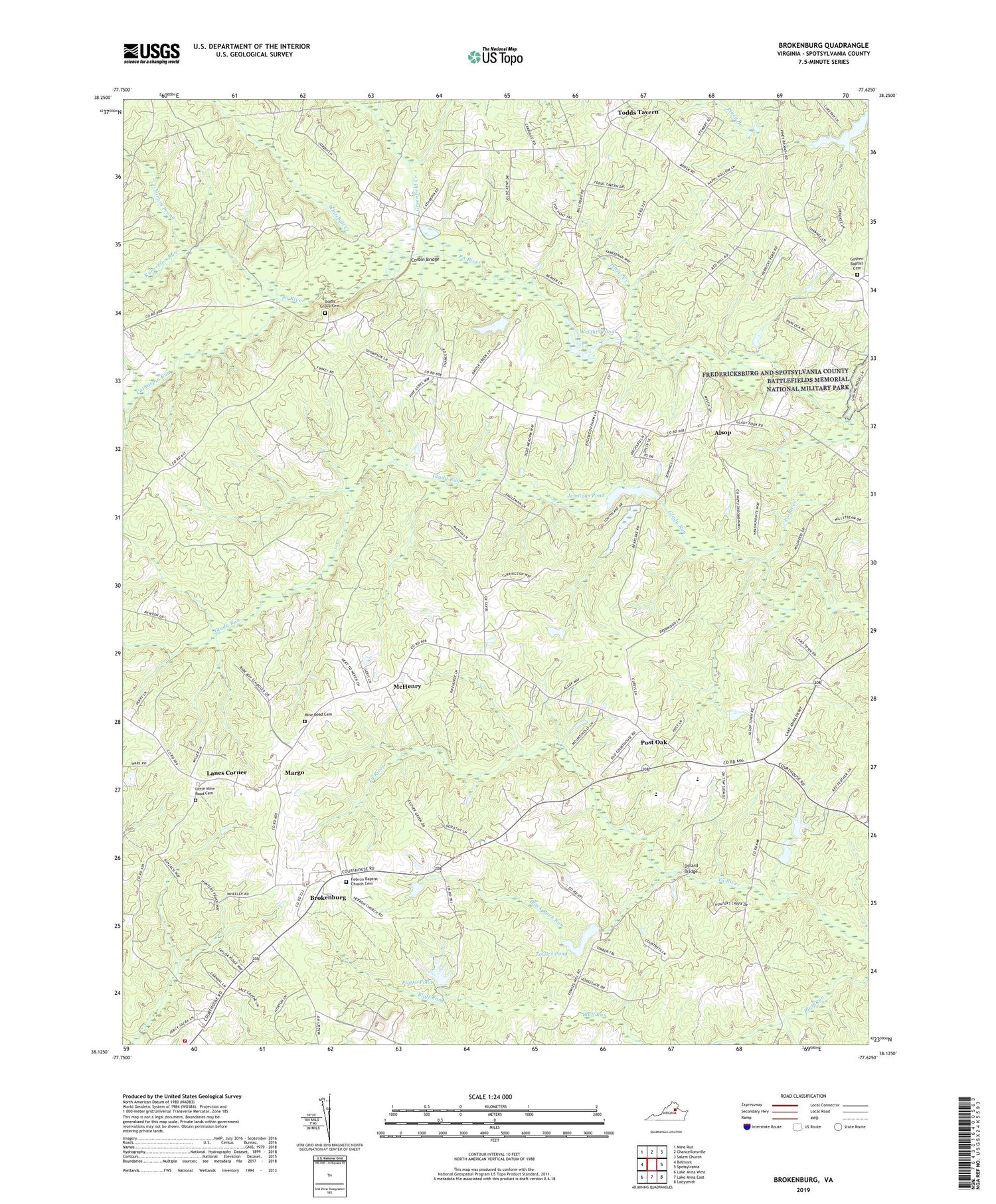 Brokenburg Virginia US Topo Map Image