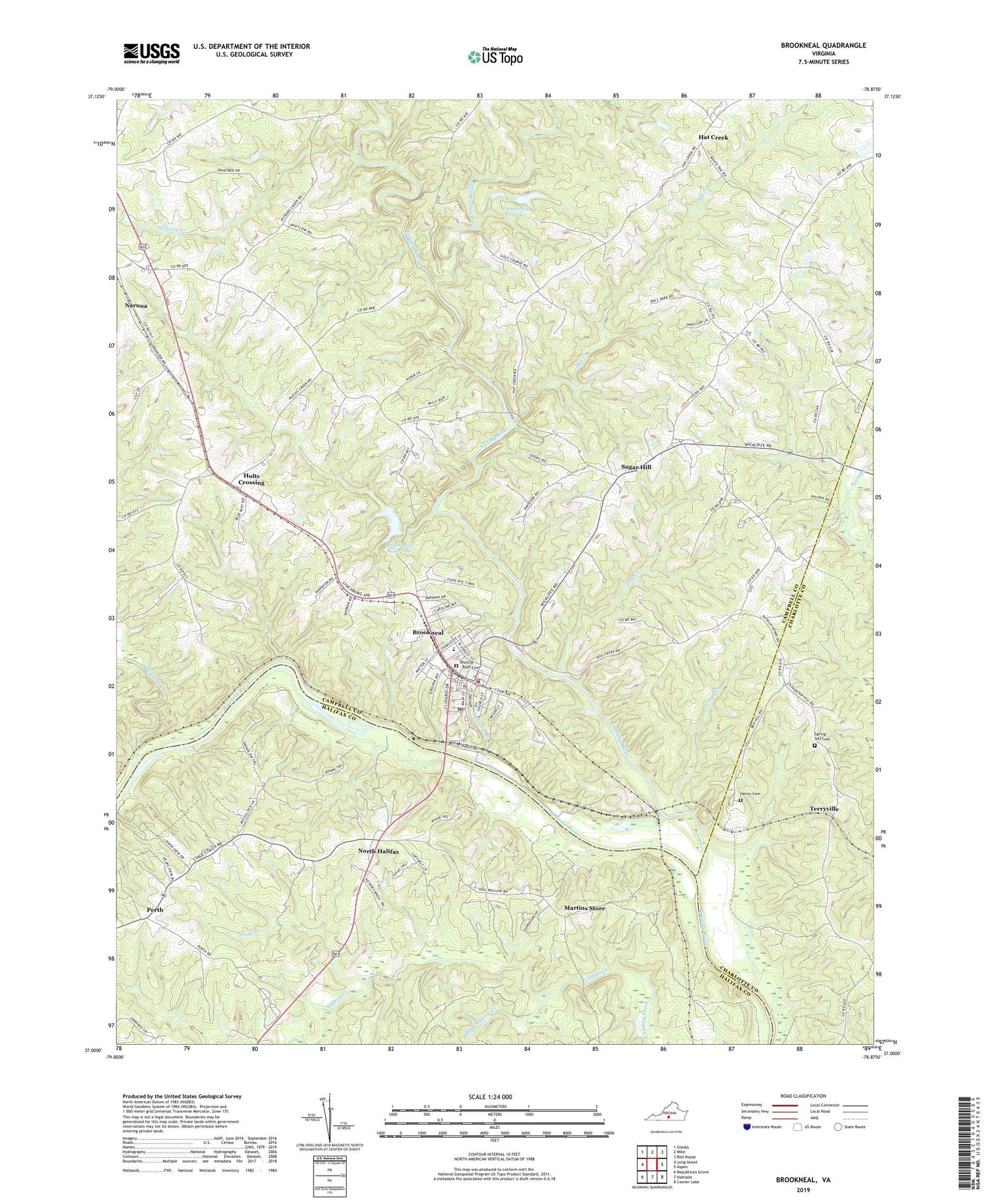 Brookneal Virginia US Topo Map Image