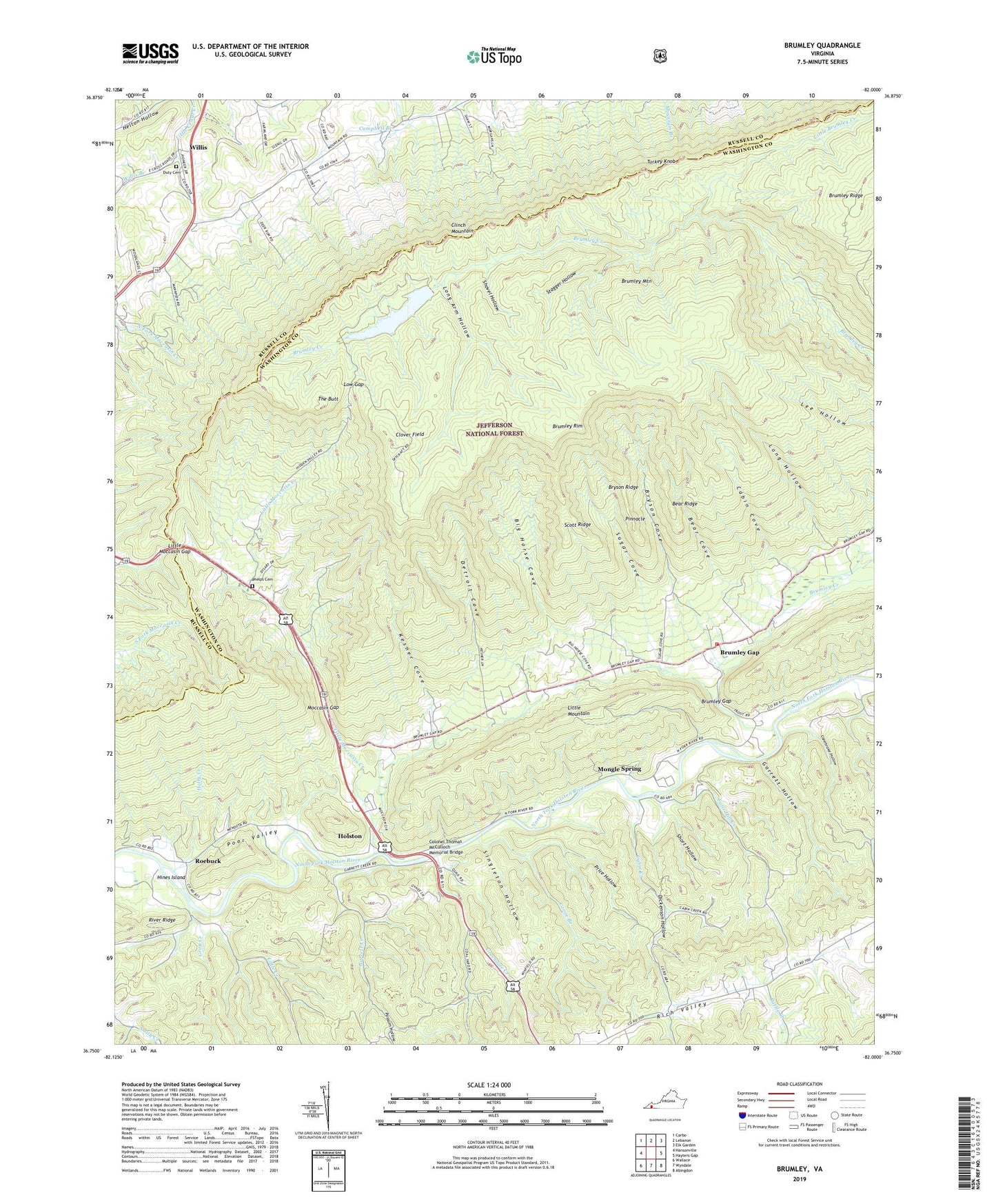 Brumley Virginia US Topo Map Image