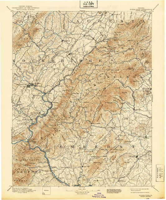 Historic 1894 Buena Vista Virginia 30'x30' Topo Map Image