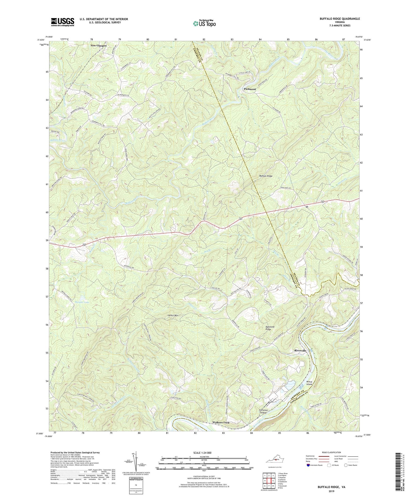 Buffalo Ridge Virginia US Topo Map Image