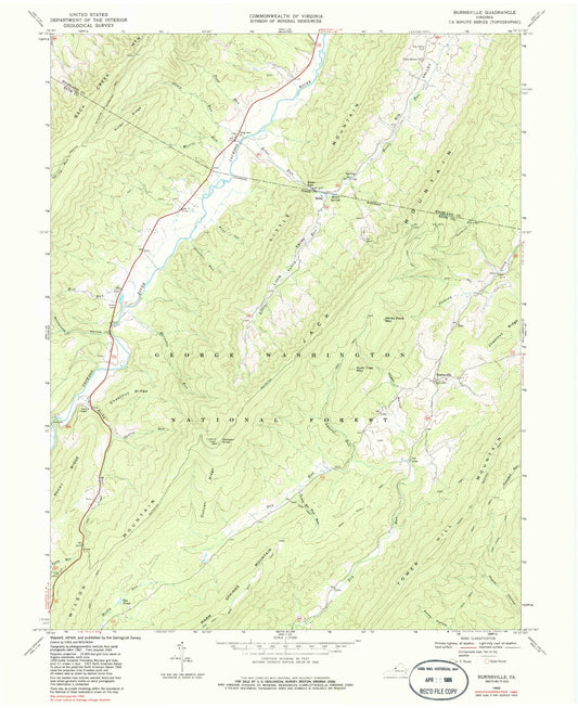 Classic USGS Burnsville Virginia 7.5'x7.5' Topo Map Image
