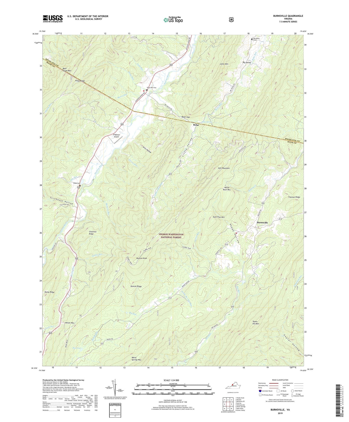 Burnsville Virginia US Topo Map Image