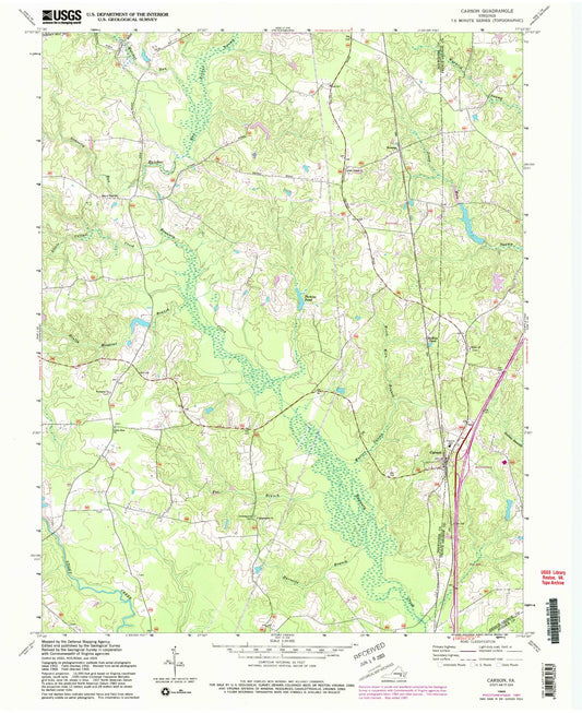 Classic USGS Carson Virginia 7.5'x7.5' Topo Map Image