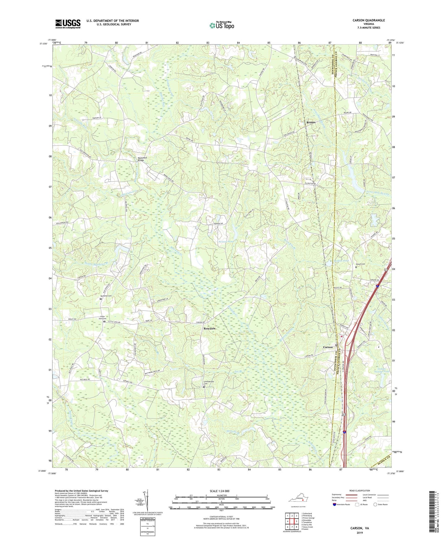 Carson Virginia US Topo Map Image